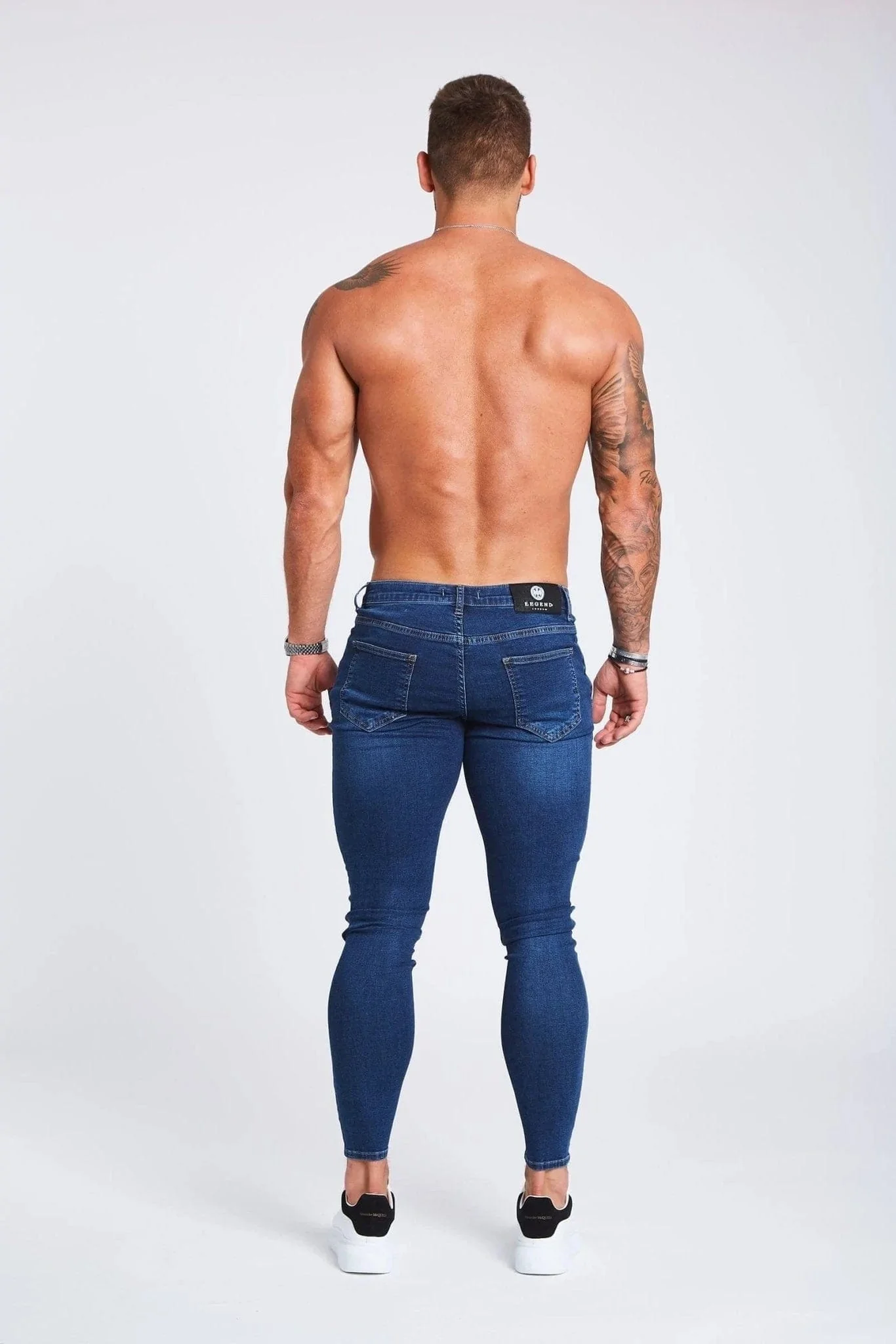 SKINNY FIT JEANS RIPPED AND REPAIRED - DARK BLUE - Image 5