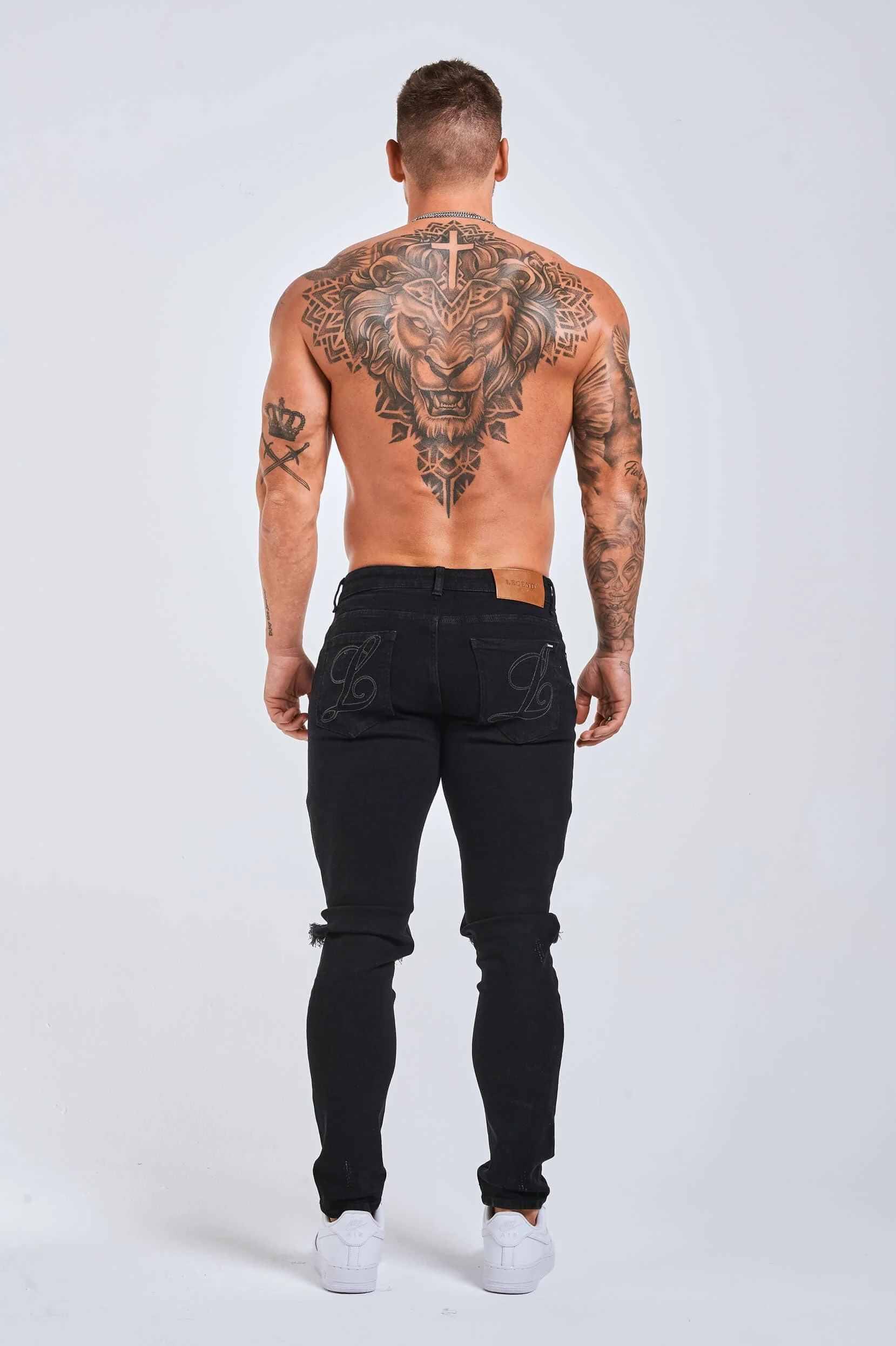 SLIM FIT JEANS 2.0 RIPPED & REPAIRED - BLACK - Image 6